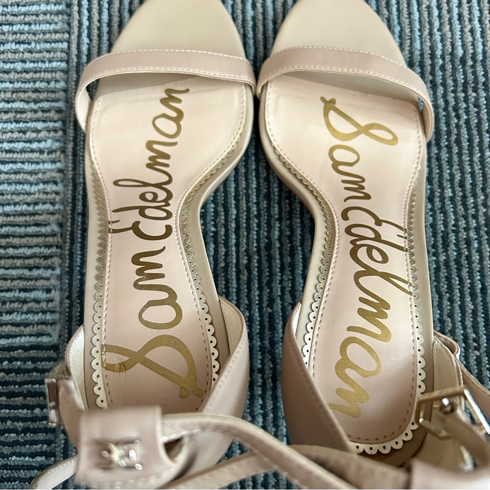 Sam Edelman Soft Beige Nude Patti Ankle Strap Open Toe Heels, size 9.5 WIDE - Picture 6 of 12